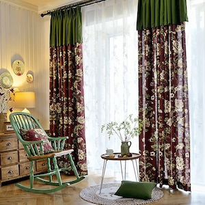 Patchwork printed curtains, blackout curtains, blue curtains, home decor, custom sizes available.