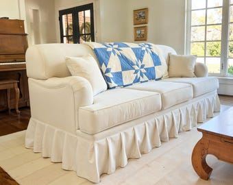 Handmade Cotton Linen Sofa Cover, Custom Size