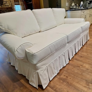 Overall Sofaüberzug, weißer Sofaüberzug aus Baumwolle und Leinen , Sondergröße, Sofaüberzug.