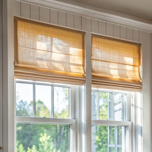Natural curtains, handmade roman shades, sunshades, home decor, solid color roman shades.
