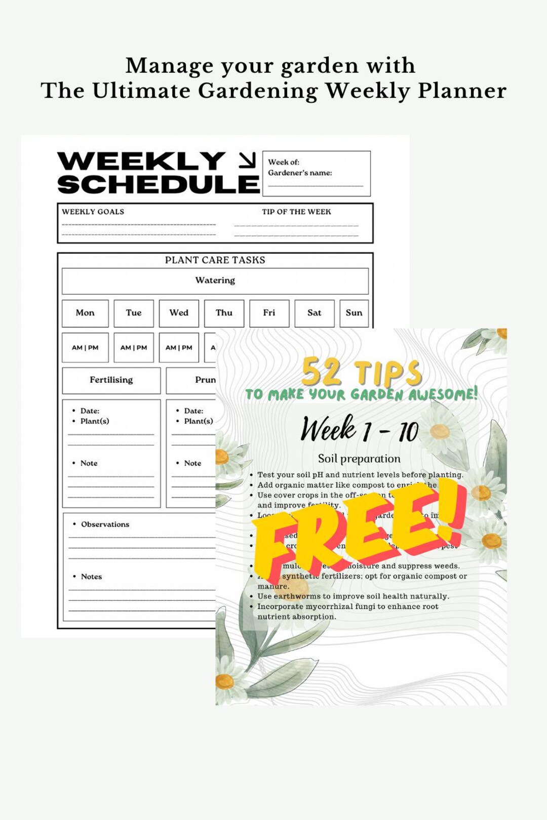 Ultimate Gardener's Weekly Planner With Free 52 Gardening Tips | Organize Your Garden Year-round ...