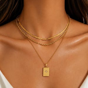Collar con colgante de estrella dorada, collar de cadena superpuesta, collar de espiga, joyería minimalista delicada, collar apilable, regalo para ella.