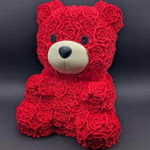 3D Printed Rose Bear | Heavyweight, Lasting Forever | Sentimental Gift for Valentine’s Day, Anniversary, Birthday | Unique Love Keepsake