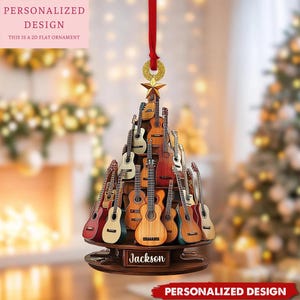 Acoustic Guitar Christmas Tree Ornament, Guitar Custom Ornament, Christmas Gift for Guitarist, Instrument Ornament, Guitar Hanging Ornament