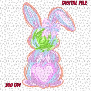 Brushstroke Easter Bunny Coquette Bow, Easter Coquette Bow png, Girly Easter Png, Spring shirt design