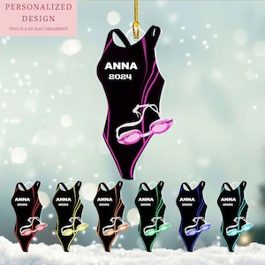 Custom Swimming 2025 Christmas Ornament, Personalized Swimming Suit Ornament, Swimmer Shaped Ornament, Swimmer Gift, Swimming Lovers Gift