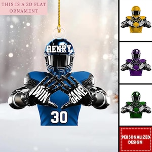 Personalized Football Player Christmas Ornament, Custom Football Player Ornament, Football Hanging Ornament, Xmas Gift, Football Player Gift