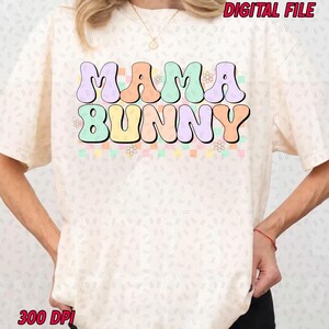 Mamá Conejita - Pascua retro PNG, Pascua PNG, Feliz Día de Pascua PNG, Sublimación del Día de Pascua, Descarga instantánea