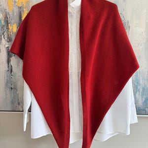 Pure Merino Wool Oversized Triangle Scarf, Soft Warm Winter Shawl Wrap, 100% Wool Large Neck Scarf, Rust Red
