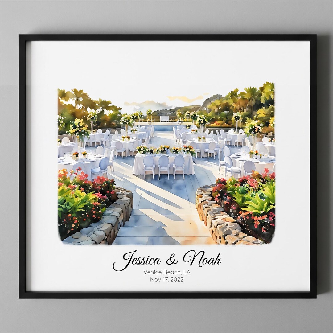 Custom Wedding Venue Watercolor Portrait, Anniversary Gift - Etsy