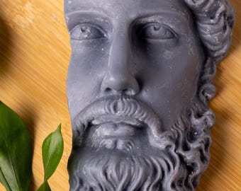 Grey Greek God Candle - Zeus Sculpture Candle - Greek Mythology Candle