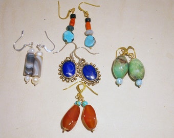 FREE SHIPPING Bridal Party Earrings 5 pairs of genuine gemstone earrings for 20 dollars