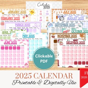 2025 Editable Calendar, Whimsical 2025 Monthly Kids Calendar: Interactive PDF for Playful Planning & Learning, Printable Digital Download