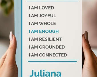 Personalized Affirmation Journal, Custom Name Notebook, I Am Positive Affirmations Gift for Her, Self Care Journal, Mental Health Gift