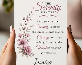 Serenity Prayer Floral Hardcover Journal | Lined Notebook, Personalized Name Option