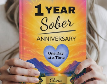 Personalized 1 Year Sober Anniversary Journal, Recovery AA NA Gift, Custom Name Sobriety Notebook, One Day at a Time