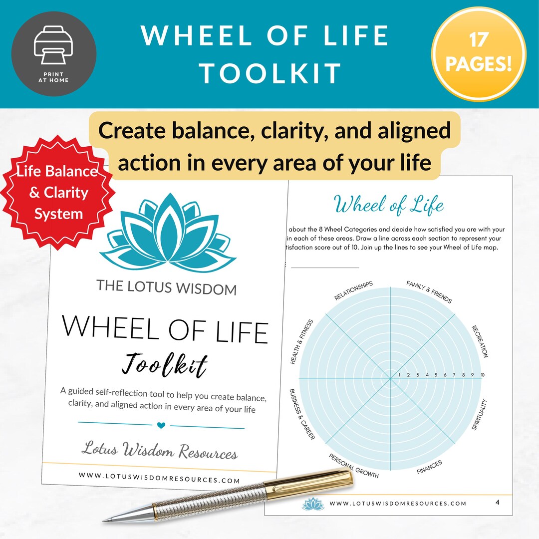 Wheel of Life Printable Toolkit, Life Balance Worksheet, Goal Setting ...