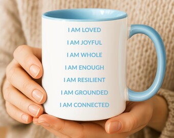 Personalized Affirmation Mug, Custom Name Coffee Cup, Self Care Wellness Gift