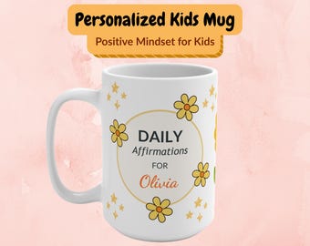 Personalized Kids Affirmation Mug | Positive Custom Name Childrens Gift for Girls Boys