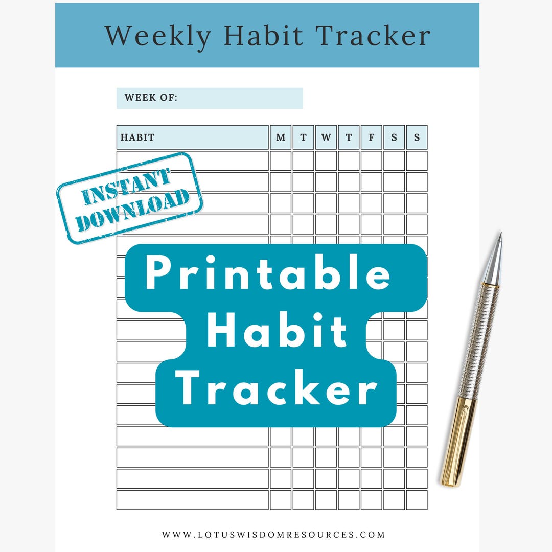 Weekly Habit Tracker Printable PDF, Daily Routine Planner, Self Care ...