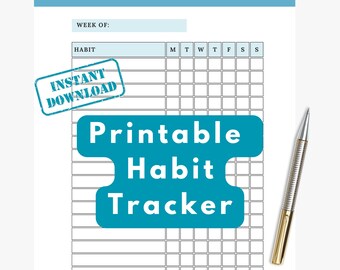 Weekly Habit Tracker Printable PDF, Daily Routine Planner, Self Care Tracker, Instant Download