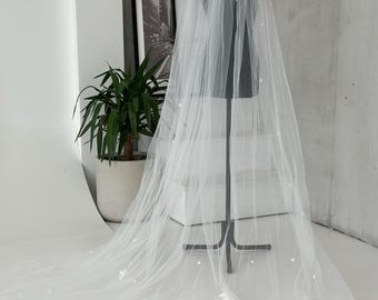 Veil Floral Wedding Veil Embroidery Veil Botanical Veil, Veil With Flowers Bridal Veil Cathedral Veil Romantic Veil