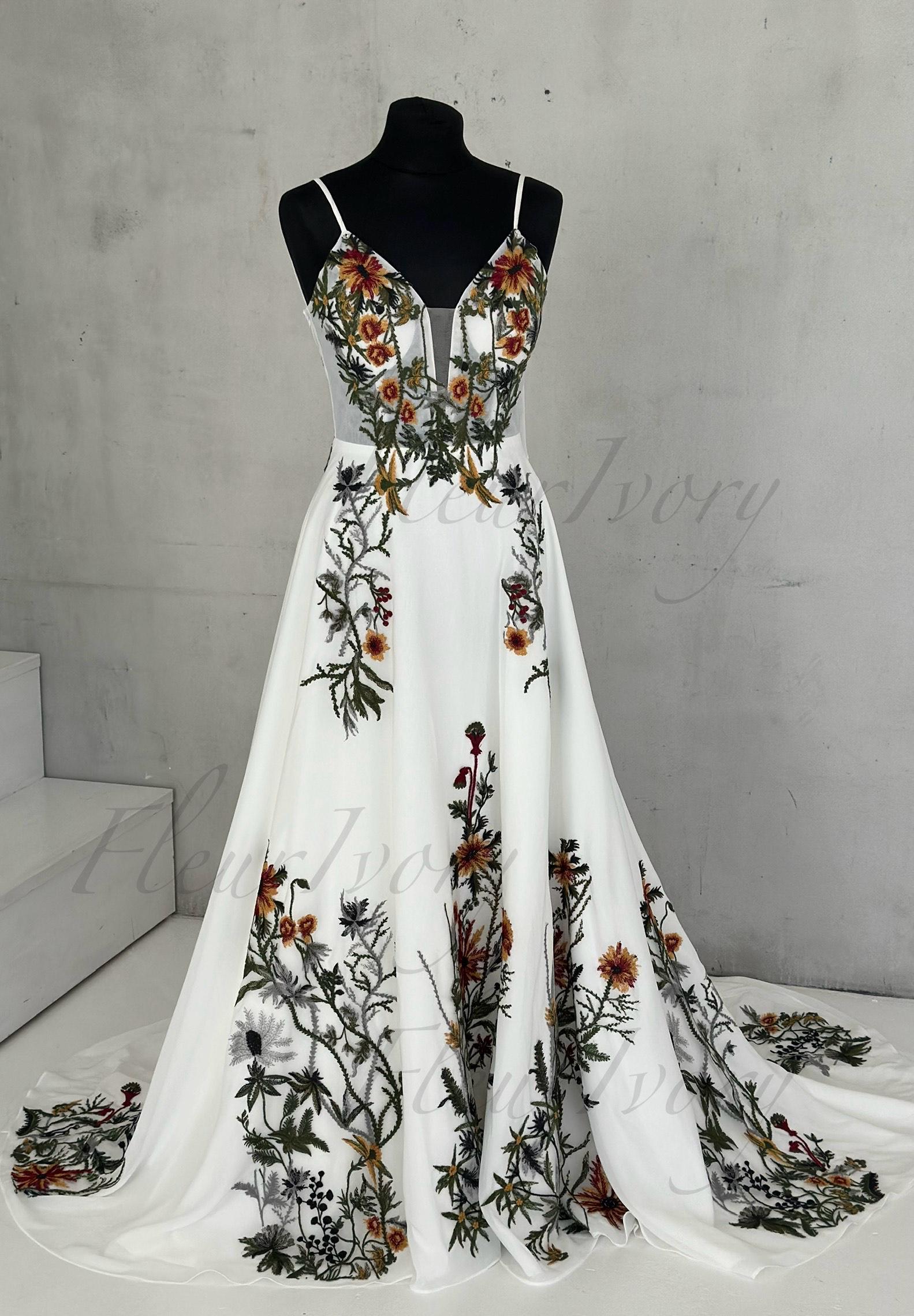 flower embroidered formal dress Light Blue Floral Embroidered Dress – Fairycore Princesscore Outfit main image 1