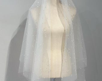 Pearl Veil Modest Wedding Veil Beaded Veil short Veil, Veil With pearl Bridal Veil Cathedral Veil Romantic Veil