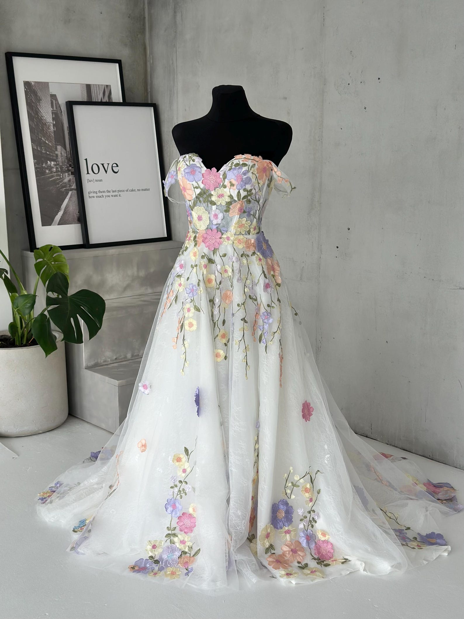Colorful Wedding Dress off Shoulder Wedding Dress Ball Gown Floral ...