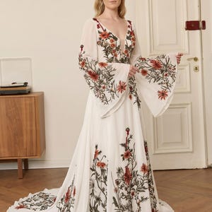 scandinavian embroidered dress Scandinavian hand-embroidered wool open apron dress