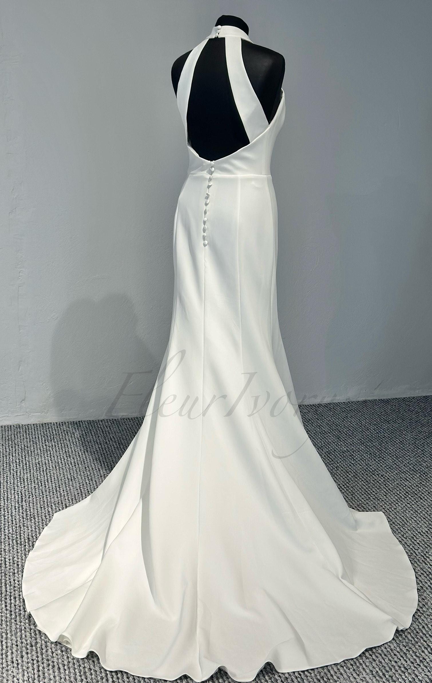 Simple Wedding Dress Halter Neck Wedding Dress Open Back Wedding Dress ...