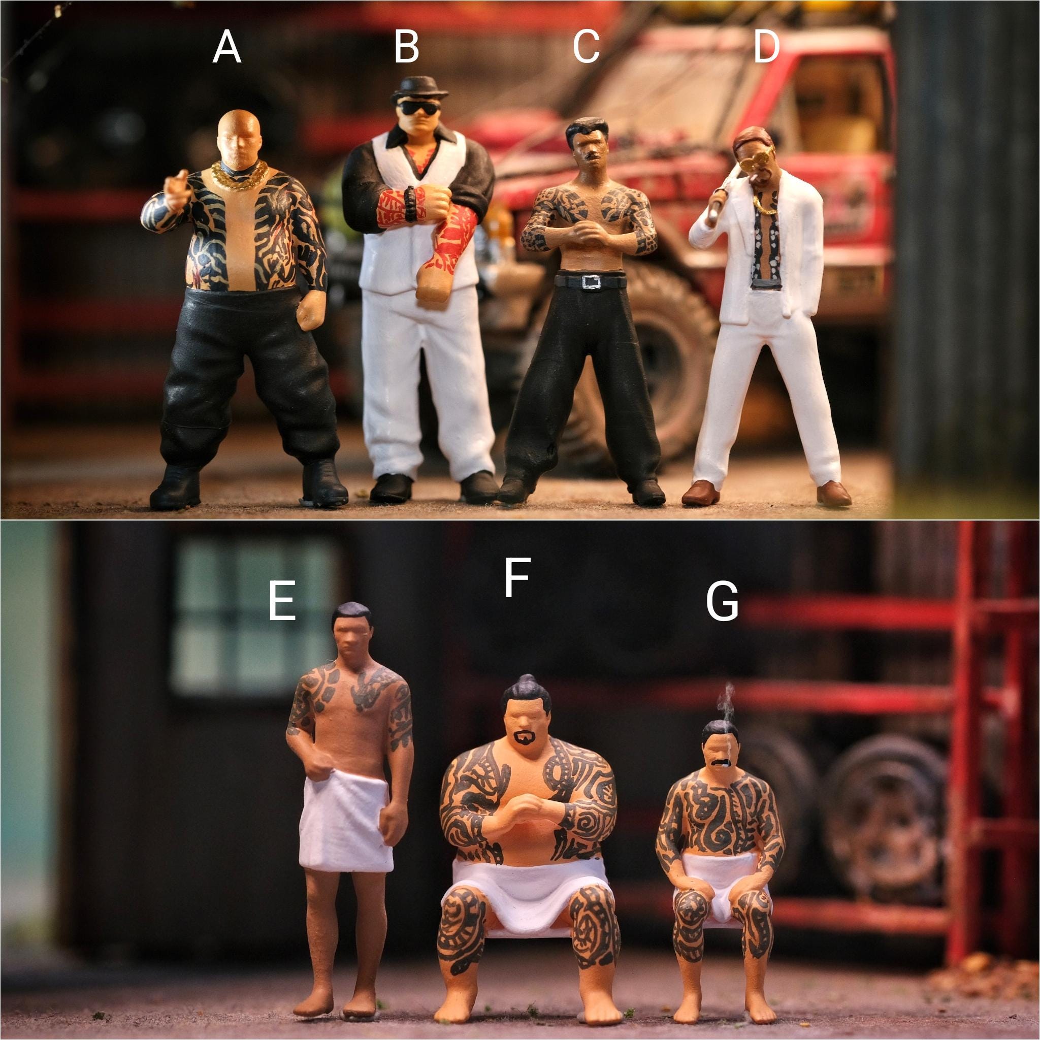 ミニチュアフィギュア ヤクザスタイル スケール 1/64 または 1/87 ダイ