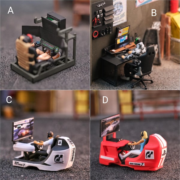 Miniature Figure Arcade Gamer Scale 1/64 or 1/87 for Diecast and Diorama