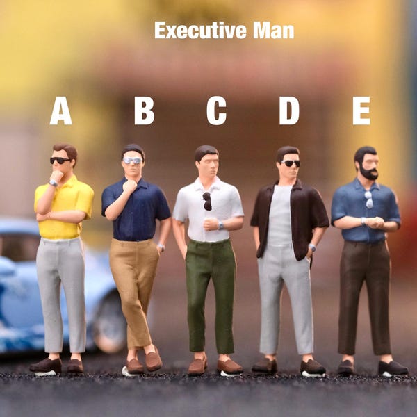 Hand-Painted Miniature Figure Executive Man Scale 1/64 or 1/87 Scale for Diecast or Diorama