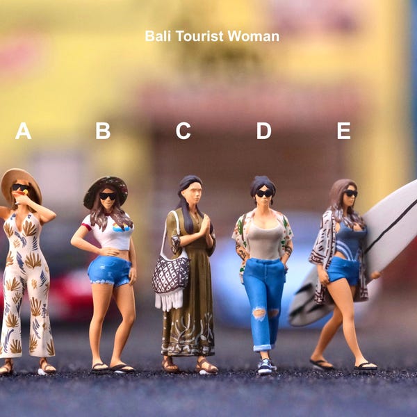Miniature Figure Bali Tourist Woman Style Scale 1/64 or 1/87 for Diecast and Diorama