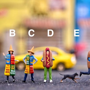 ミニチュアフィギュア ホットドッグセラー スケール 1/64 または 1/87 ダイキャストおよびジオラマ用