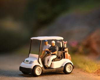 Miniature Figure Golf Car Set Scale 1/64 or 1/87 for Diecast and Diorama