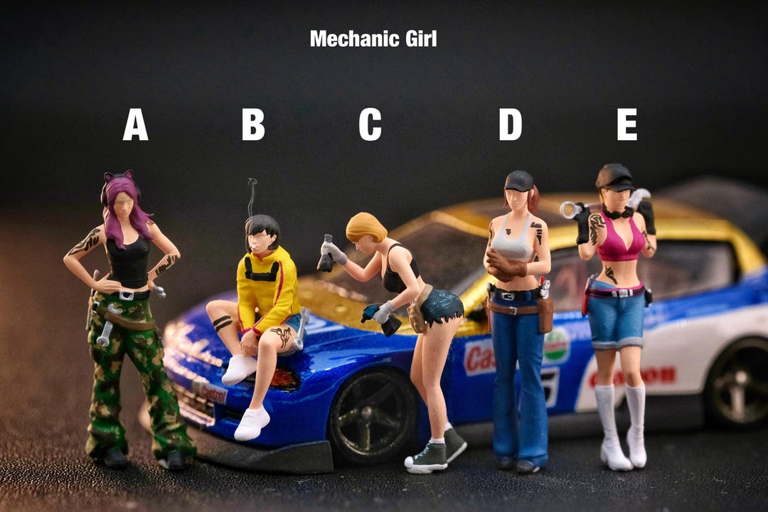 Miniature Figure Mechanic Girl Scale 1/64 or 1/87 for Diecast and