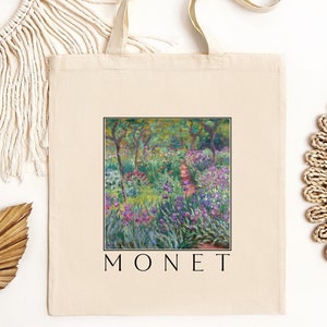 Claude Monet The Artists Garden in Giverny Tote Bag - Stylish Floral Design, Perfect for Art Lovers, Minimalistic design, Gift Idea
