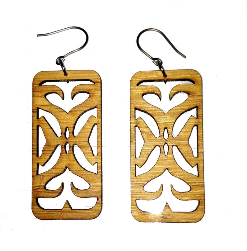 Tribal Rec Bamboo Earrings-Very Light KSE121009 image 2