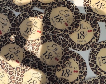 Leopard print and cherry edible drinks toppers - free personalisation