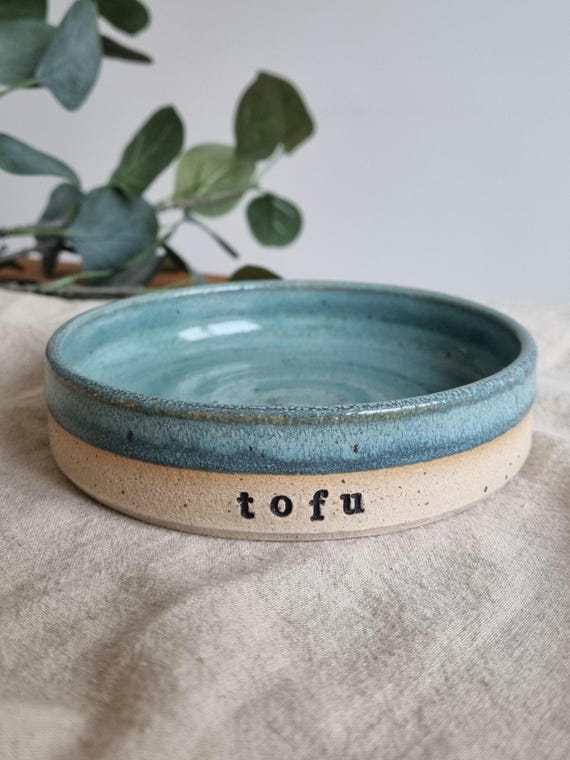 Blue Ceramic Personalised Whisker Friendly Cat Bowl: Handmade Custom Pet Feeding Bowl