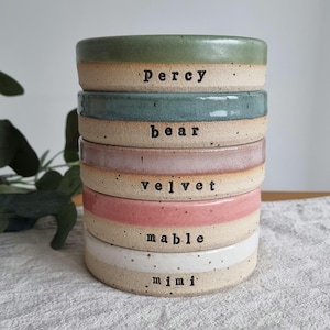 Blue Ceramic Personalised Whisker Friendly Cat Bowl: Handmade Custom Pet Feeding Bowl zdjęcie 10