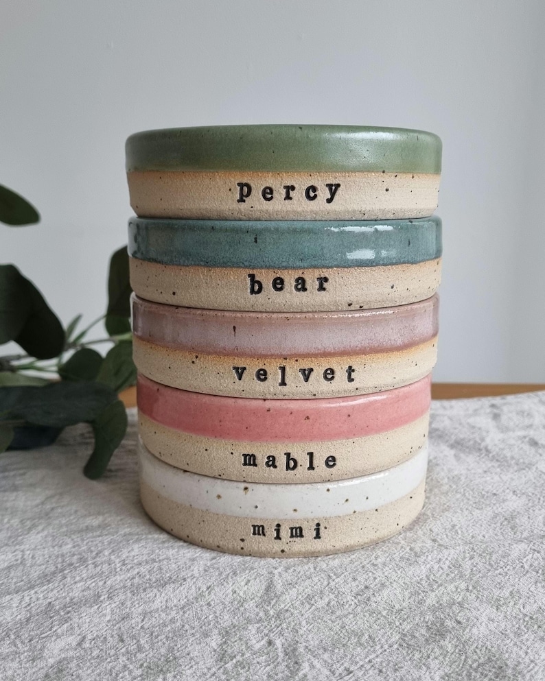 Blue Ceramic Personalised Whisker Friendly Cat Bowl: Handmade Custom Pet Feeding Bowl zdjęcie 10
