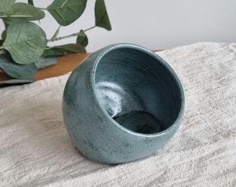 Handmade Ceramic Salt Pig in Satin Blue, Salt Cellar Storage