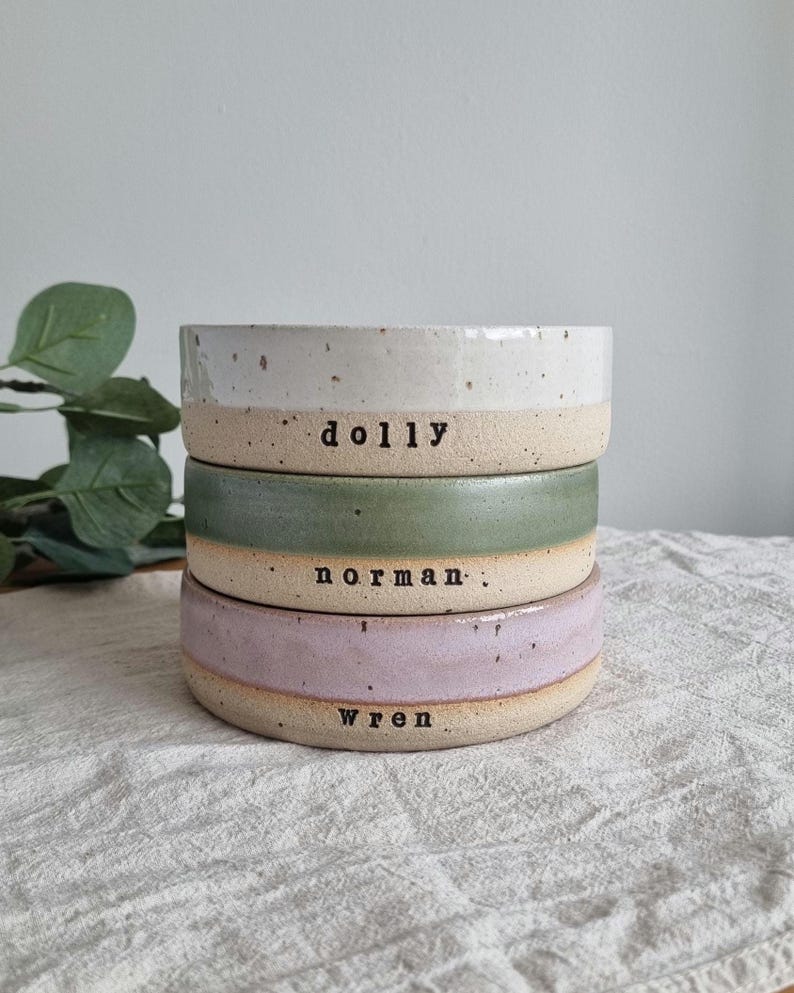 Lavender Ceramic Personalised Whisker Friendly Cat Bowl: Handmade Custom Pet Feeding Bowl image 12