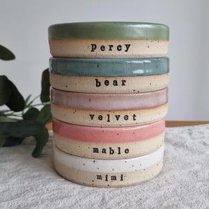 Lavender Ceramic Personalised Whisker Friendly Cat Bowl: Handmade Custom Pet Feeding Bowl image 11