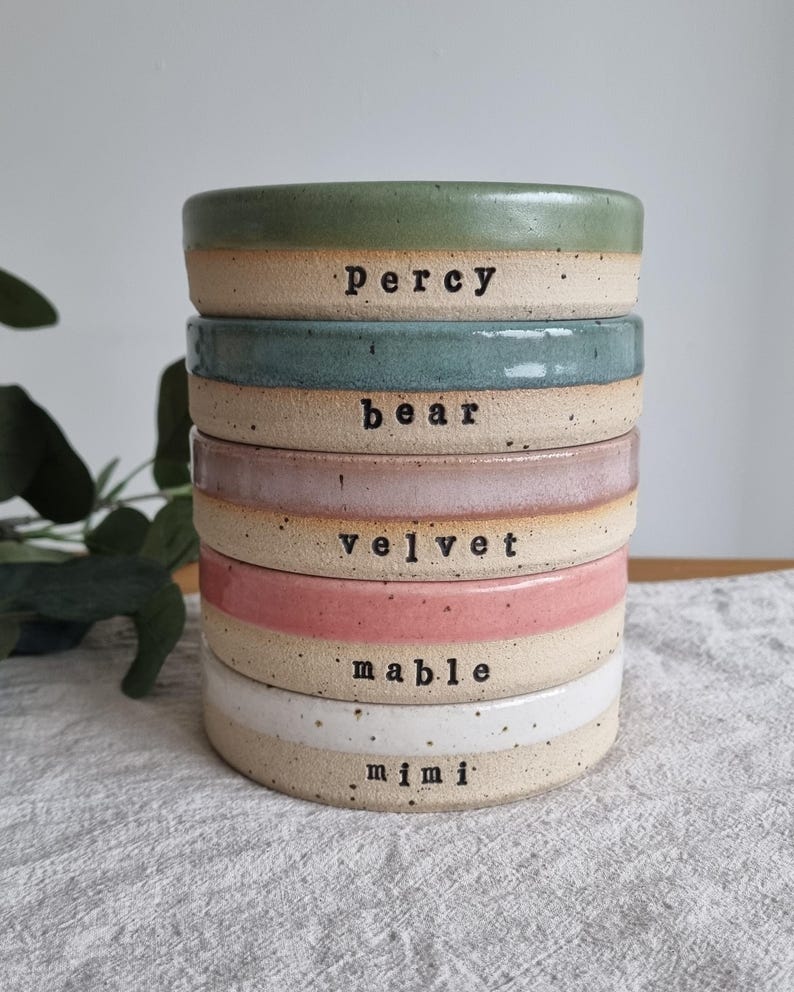 Lavender Ceramic Personalised Whisker Friendly Cat Bowl: Handmade Custom Pet Feeding Bowl image 11