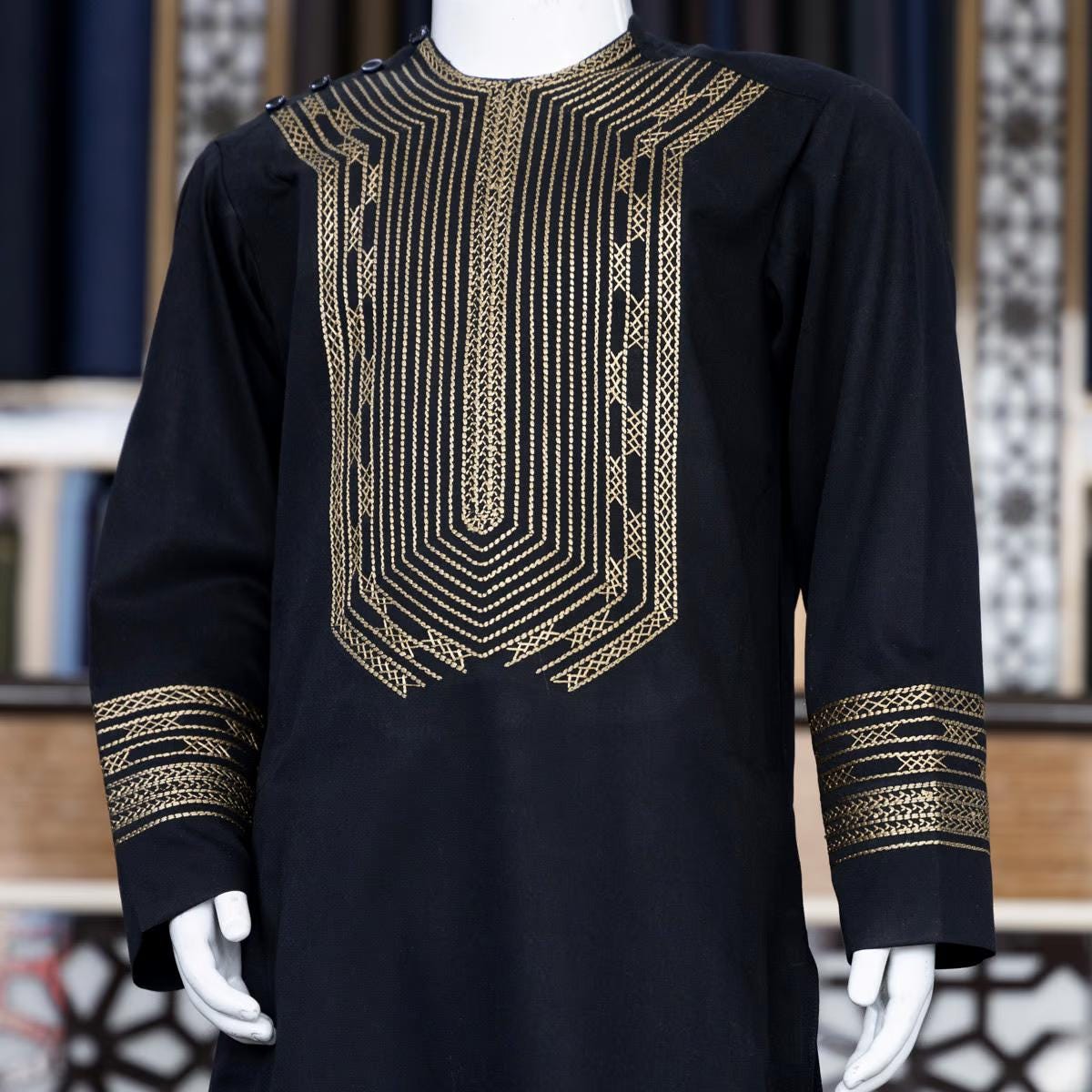 Handmade Black Afghan Men's Outfit, Gold Embroidery - Etsy