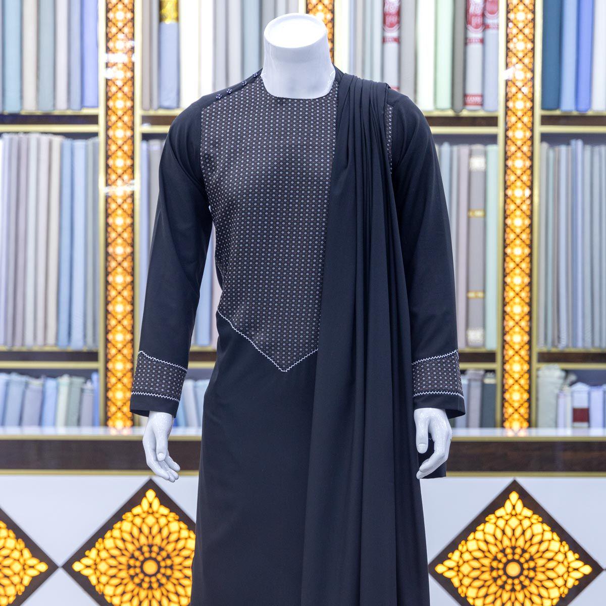 Black Afghani Embroidered Men's Outfit | Traditional Men's Attire with Shawl
